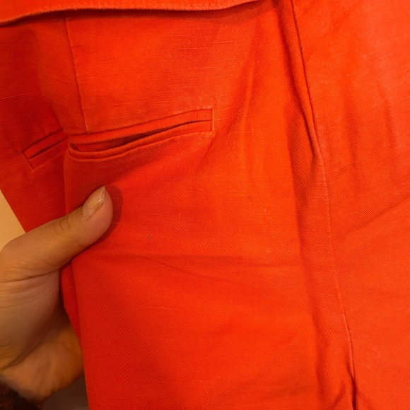 Loft Orange Linen Belted Chino Shorts - Picture 5 of 5